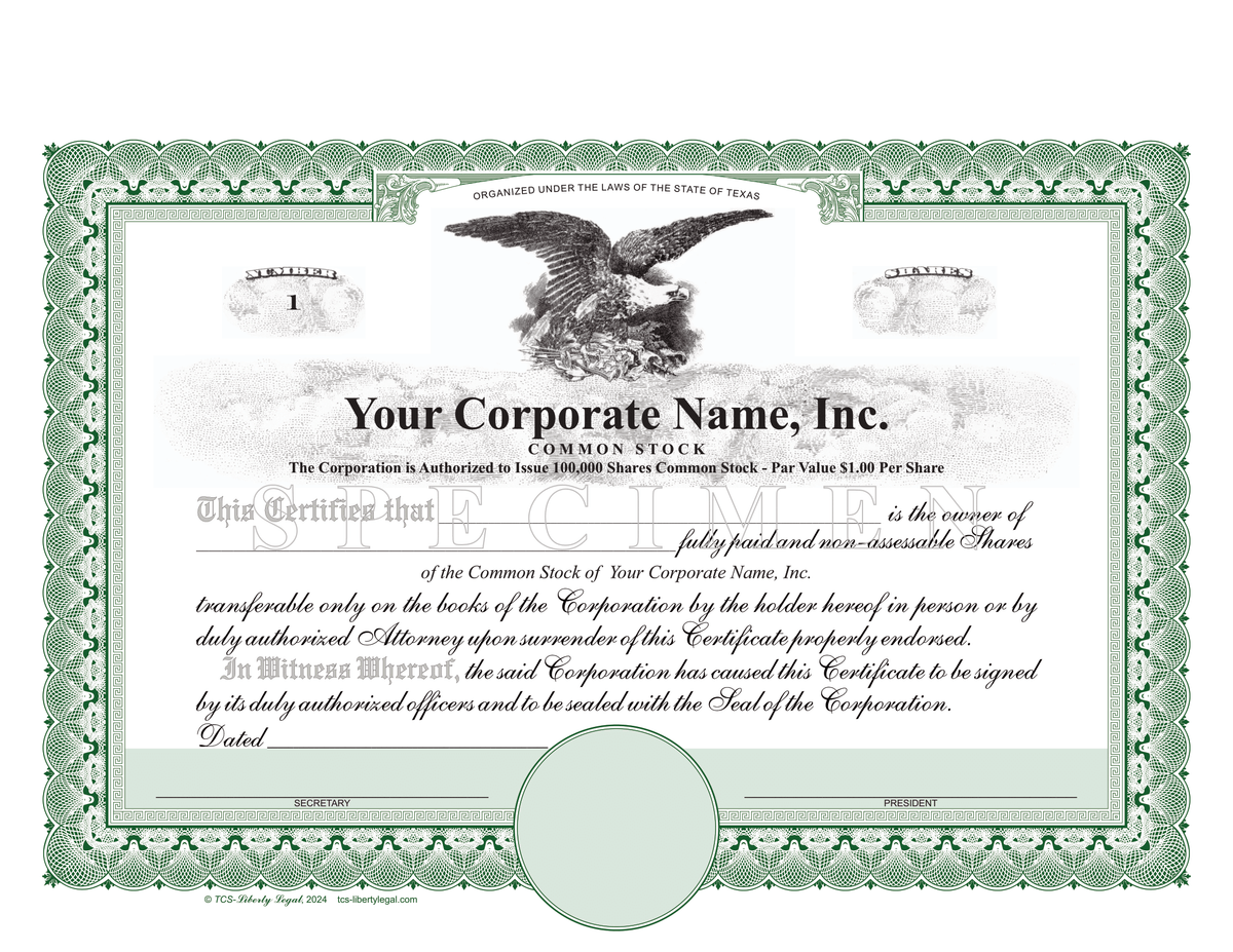 Corporation Stock Certificates