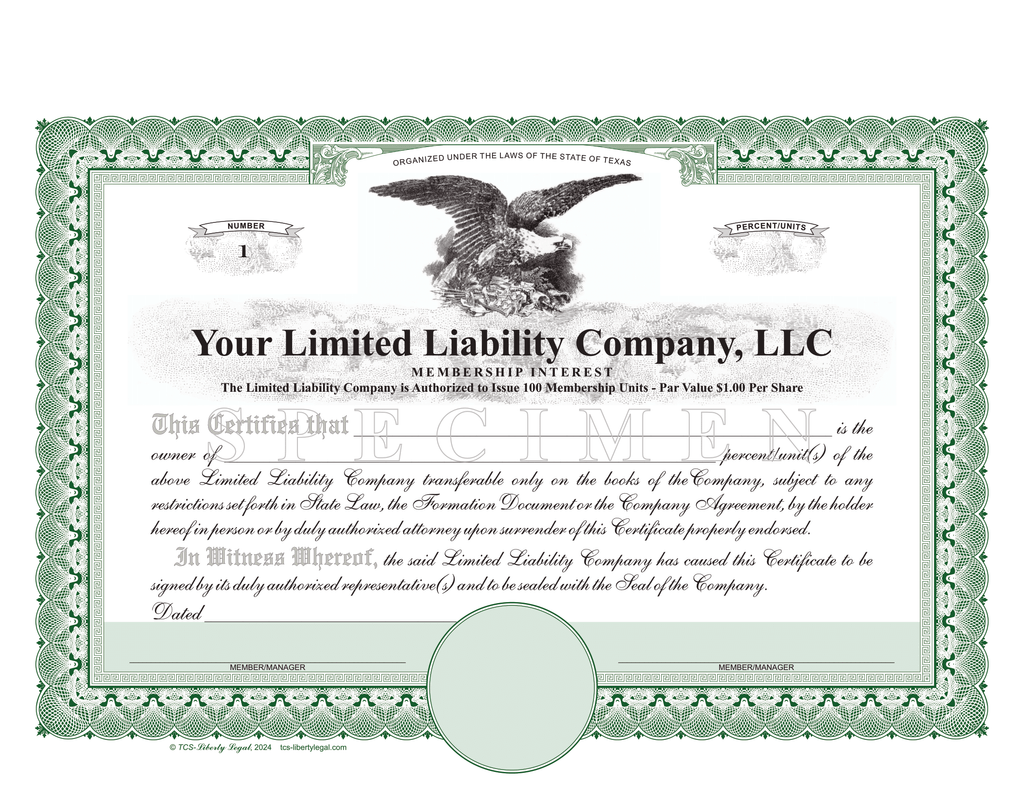 Limited Liability Company Certificates (LLC)