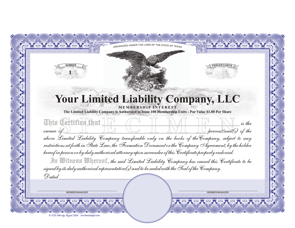 Limited Liability Company Certificates (LLC)