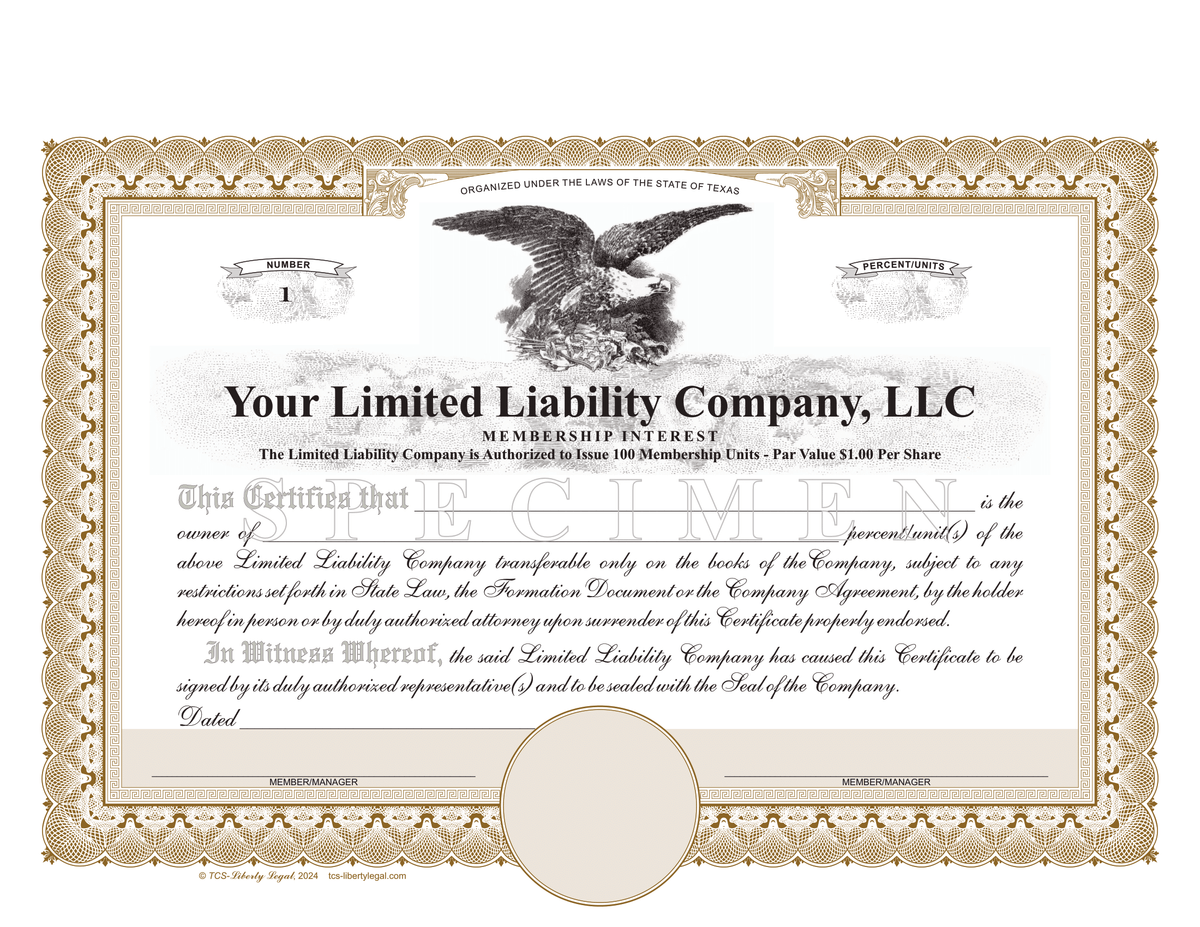 Limited Liability Company Certificates (LLC)