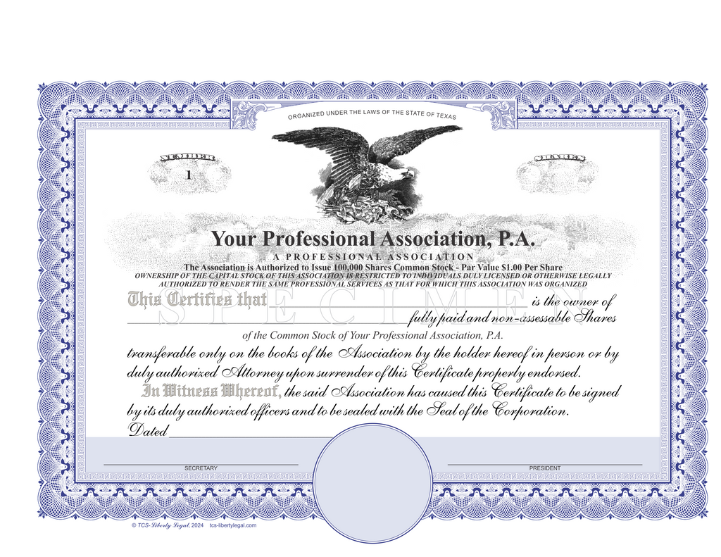 Professional Association Certificates (PA)