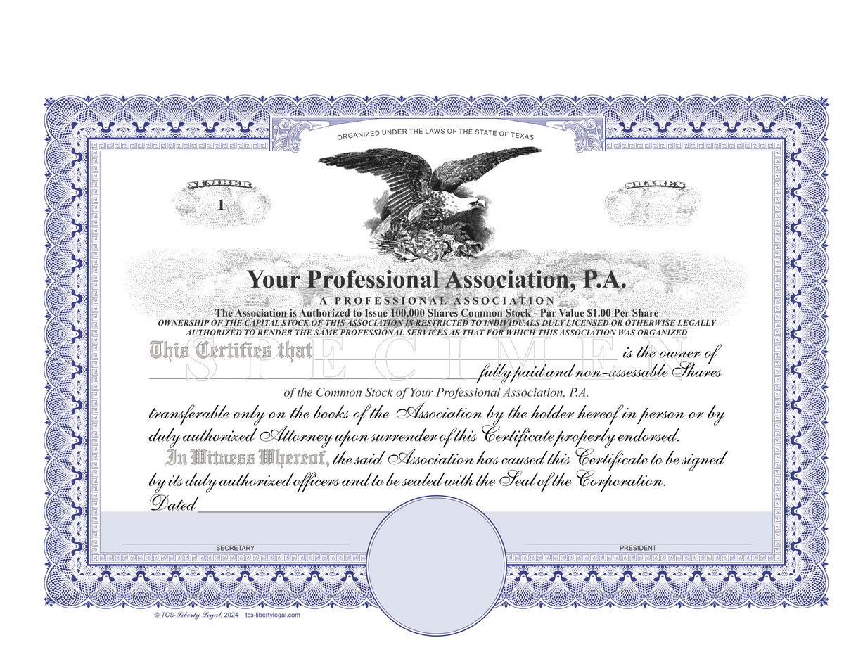 Professional Association Certificates (PA)