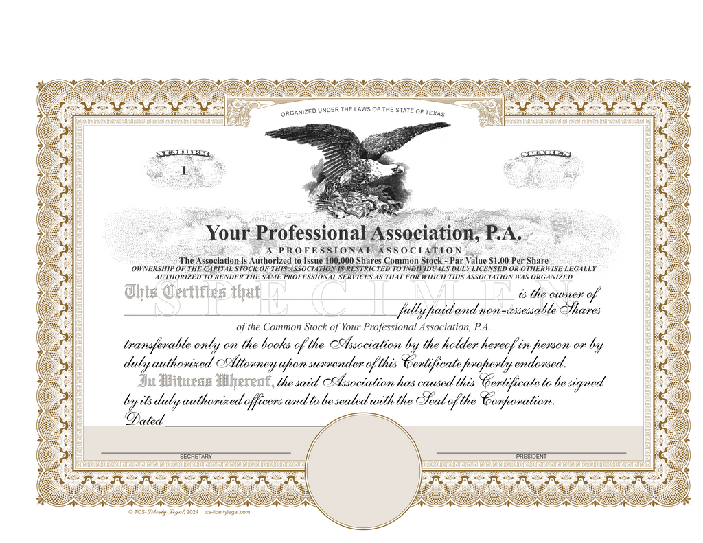Professional Association Certificates (PA)