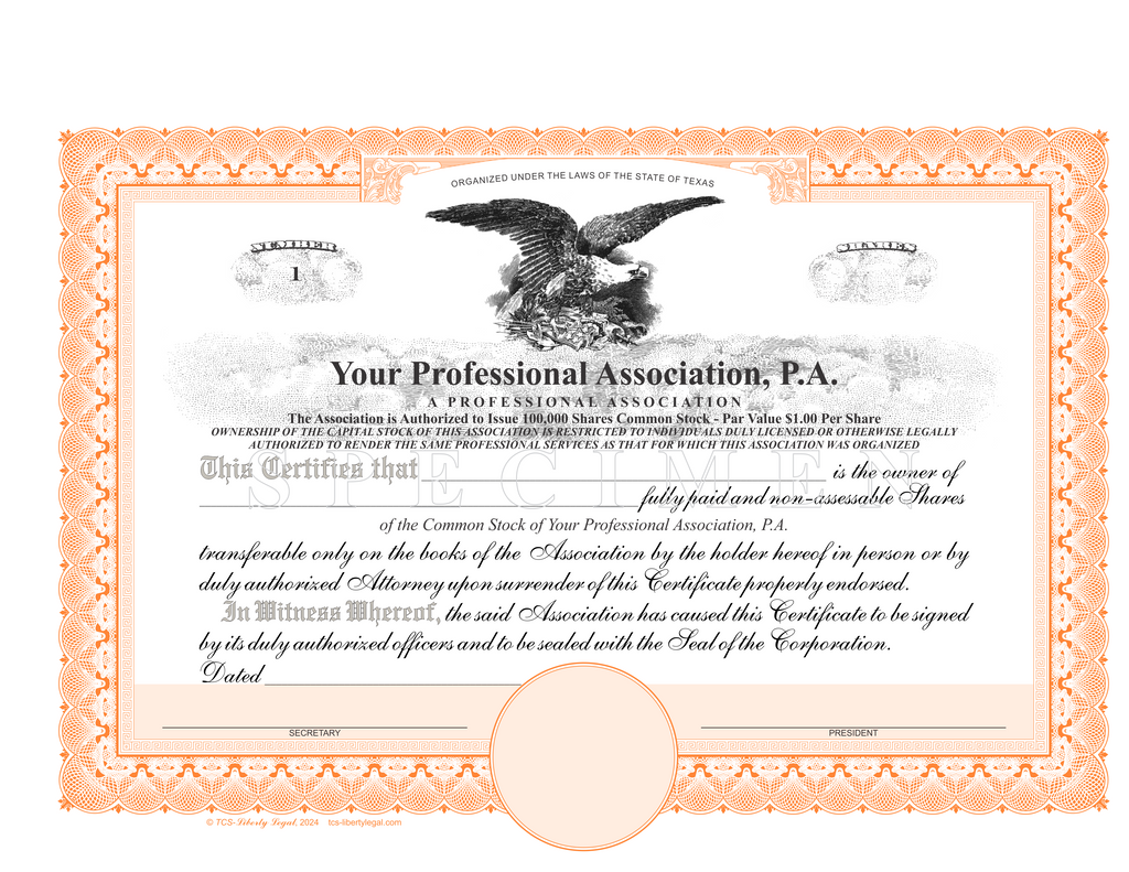 Professional Association Certificates (PA)