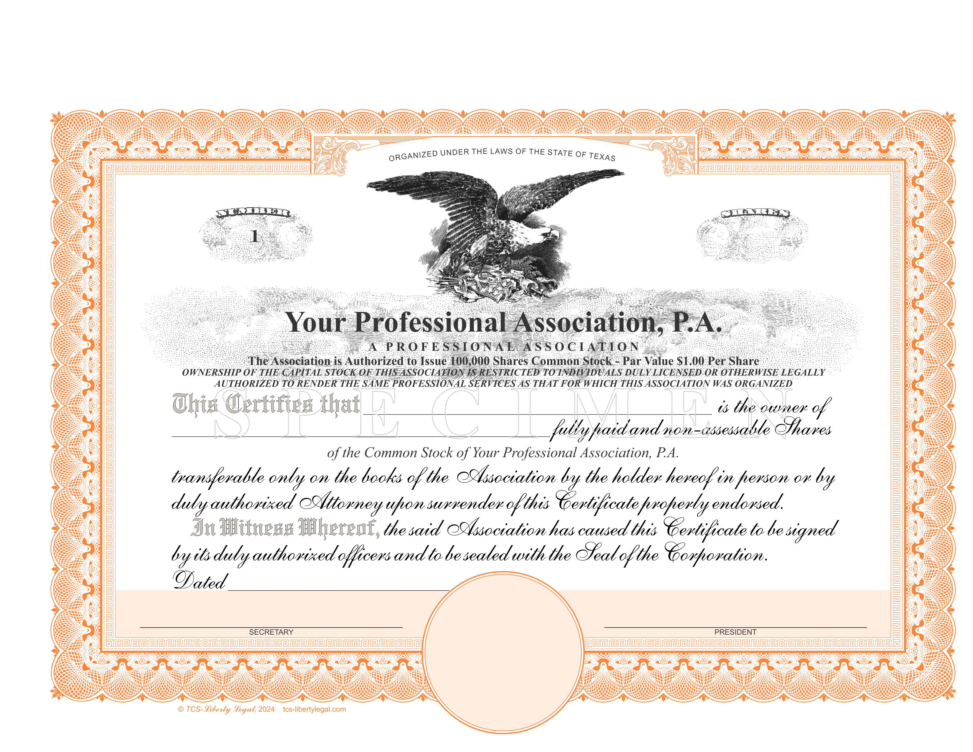 Professional Association Certificates (PA)