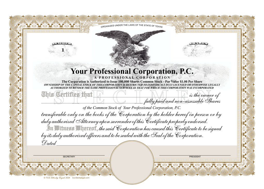 Professional Corporation Certificates (PC)