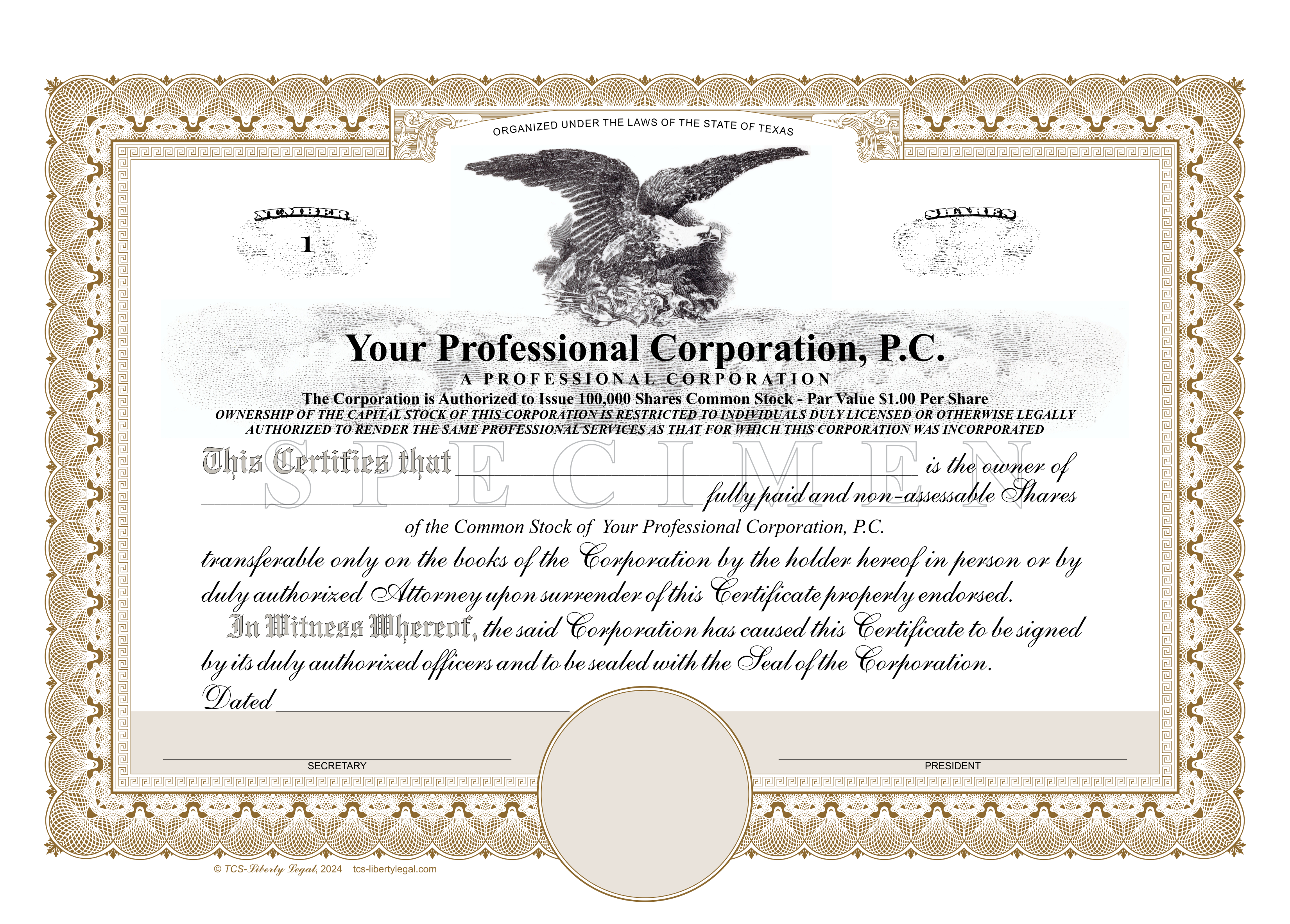 Professional Corporation Certificates (PC)
