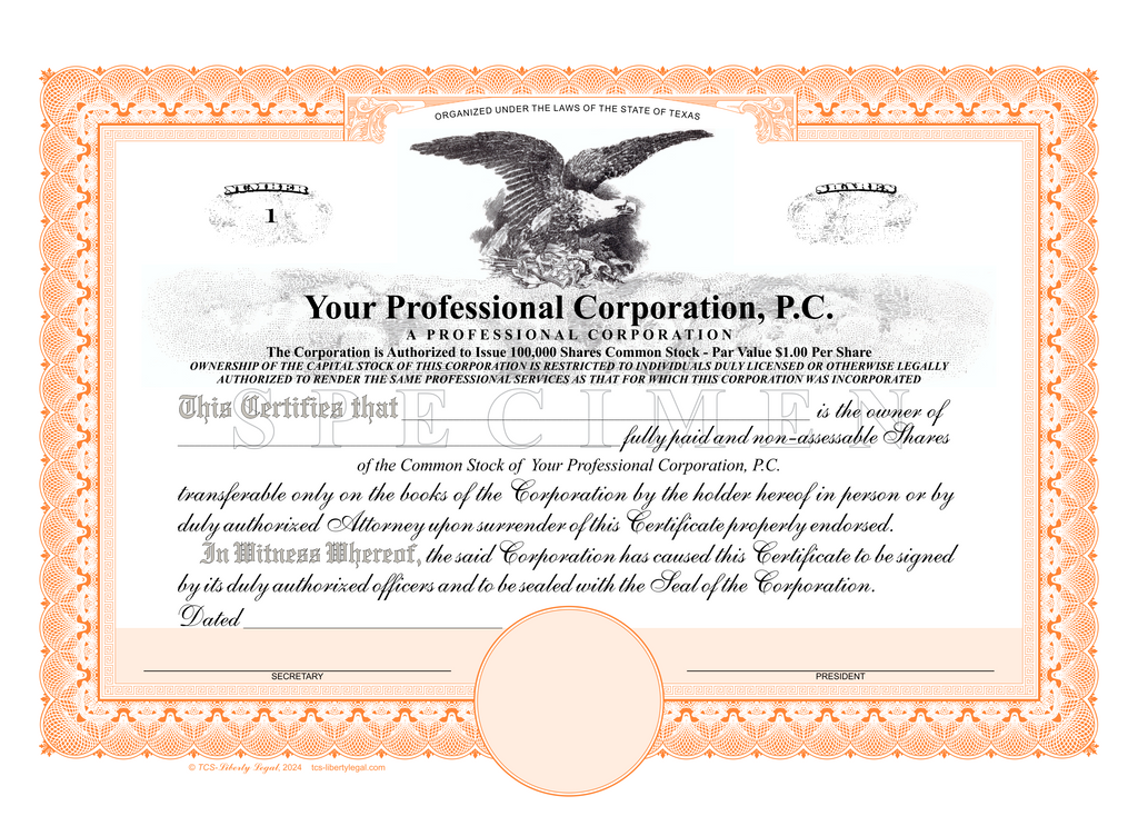 Professional Corporation Certificates (PC)