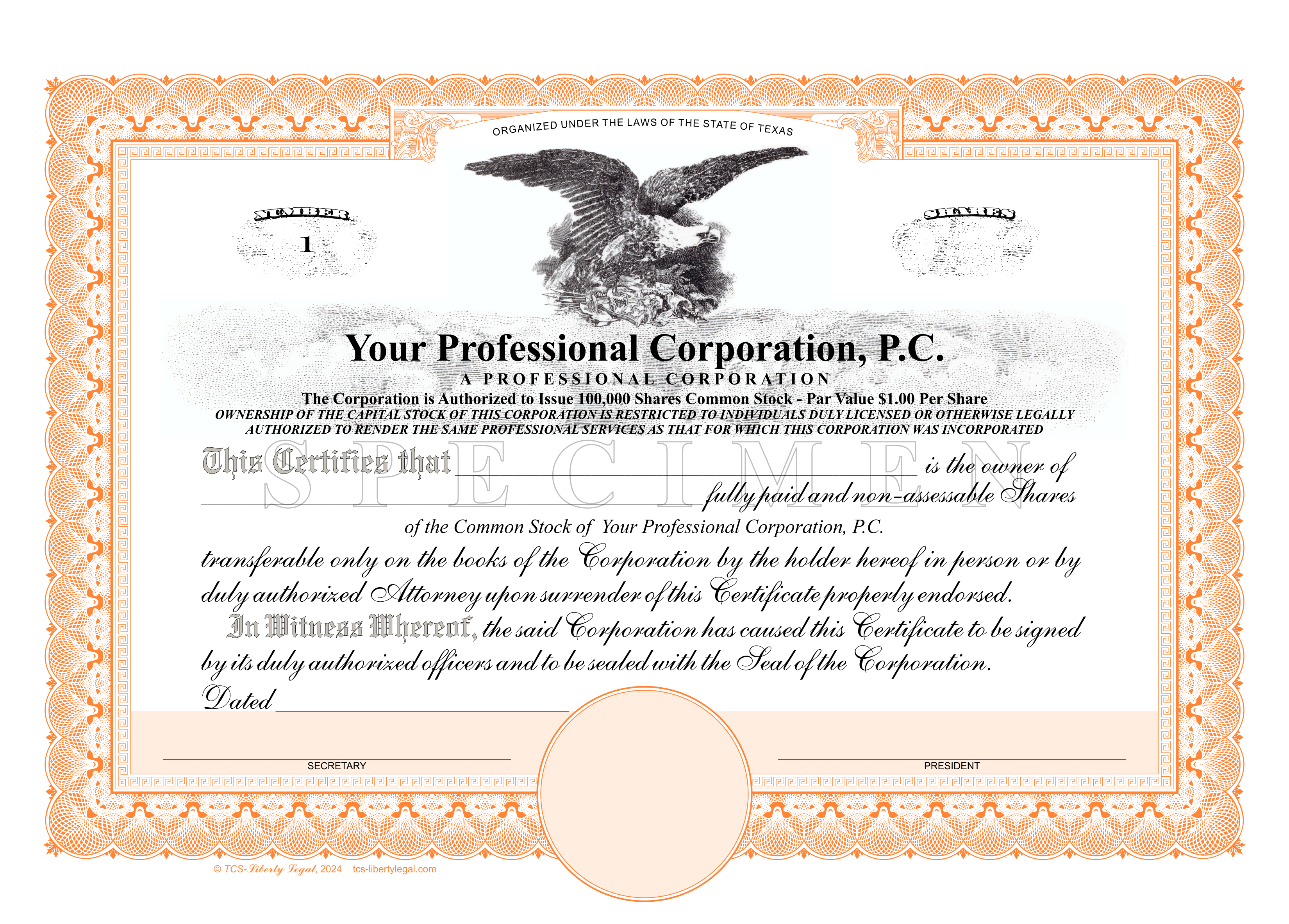Professional Corporation Certificates (PC)