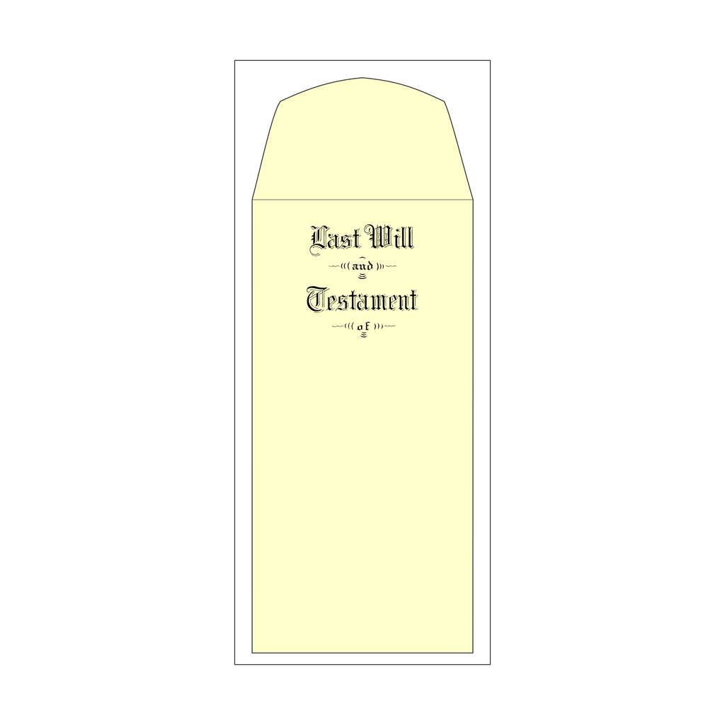 Product #4401 Testament Ledger Will Envelopes Engraved "Last Will and Testament"