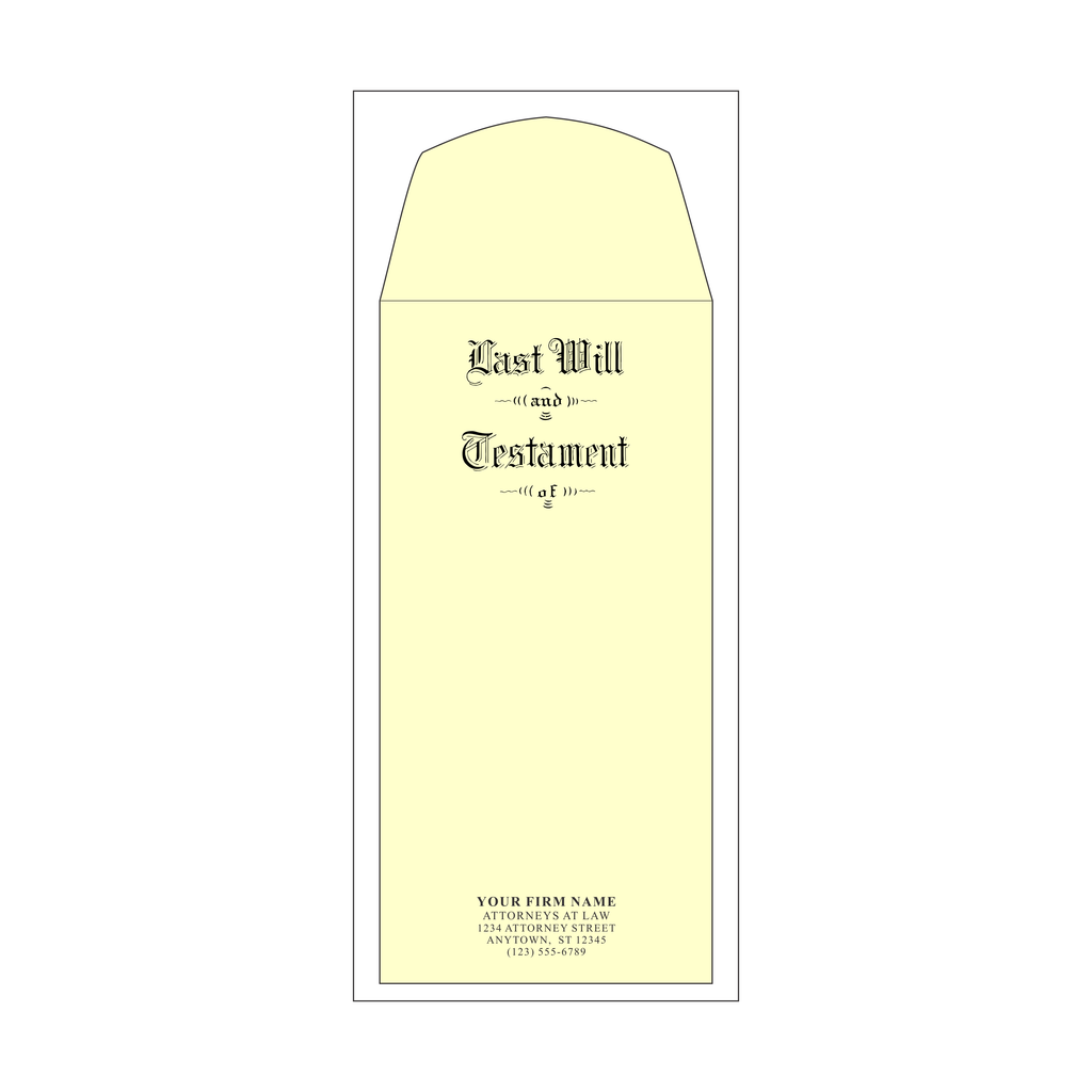 Product #4401 Testament Ledger Will Envelopes Engraved "Last Will and Testament"
