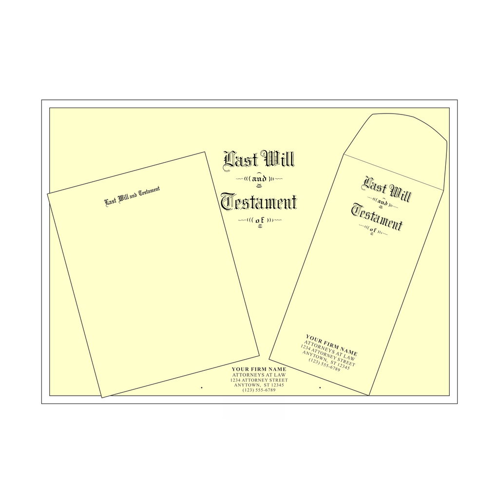 Product #4406 Letter Size Testament Ledger Will Kit Engraved "Last Will and Testament"