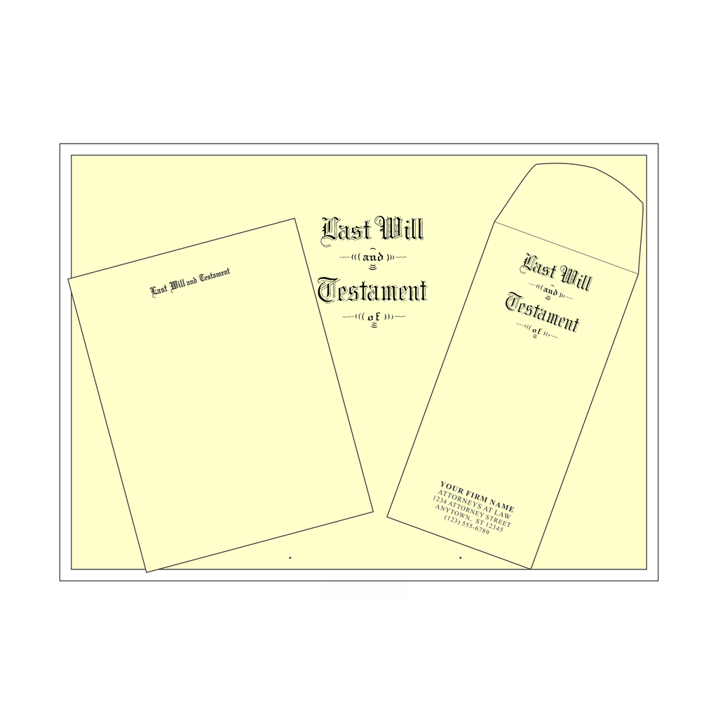 Product #4404 Legal Size Testament Ledger Will Kit Engraved "Last Will and Testament"