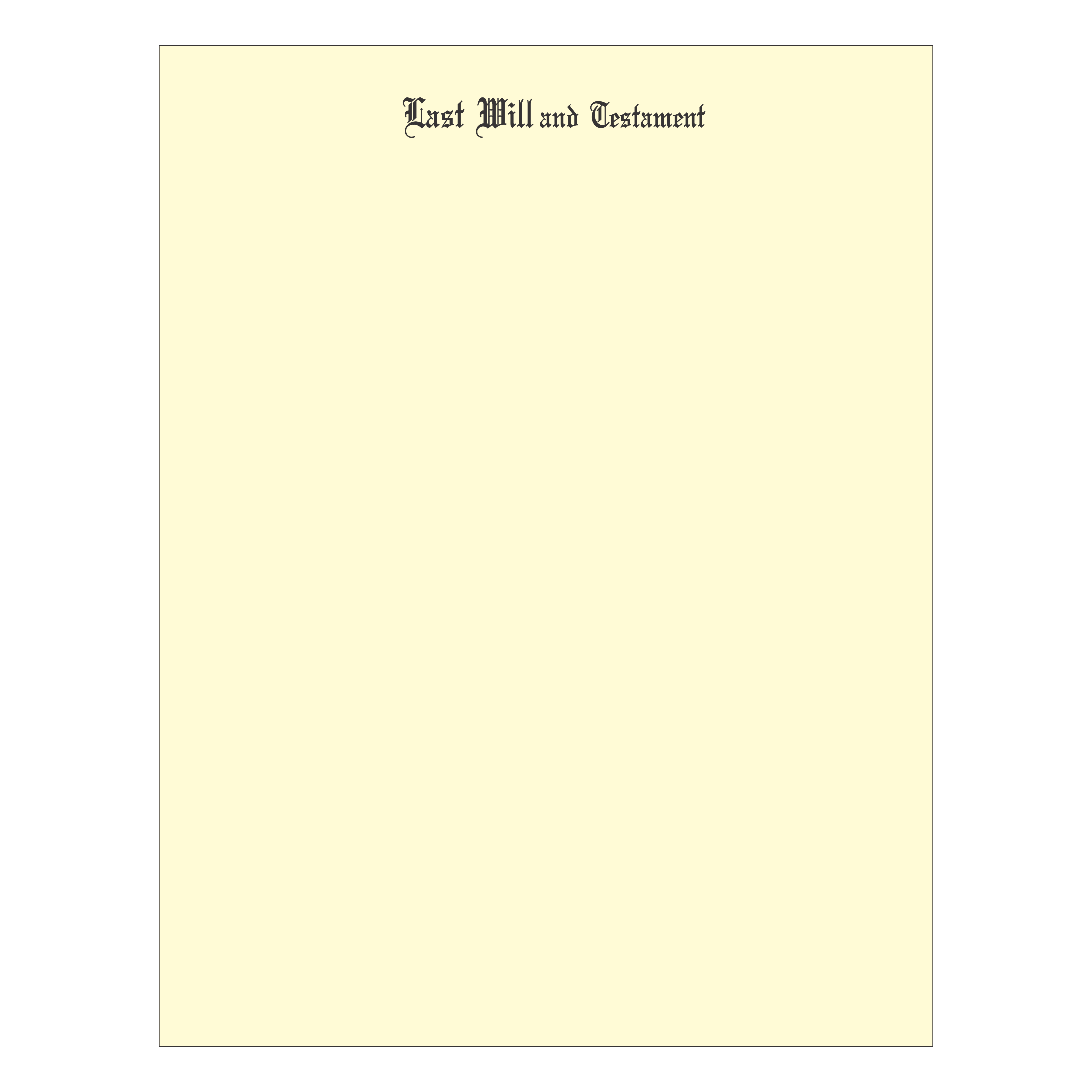 Product #4418 Letter Size "Last Will and Testament" 1st Sheets