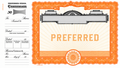GOES 503 Preferred Stock Certificates – Blank, Loose with Side Stub & Orange Backer, Pack of 100