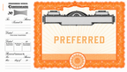 GOES 503 Preferred Stock Certificates – Blank, Loose with Side Stub & Orange Backer, Pack of 100