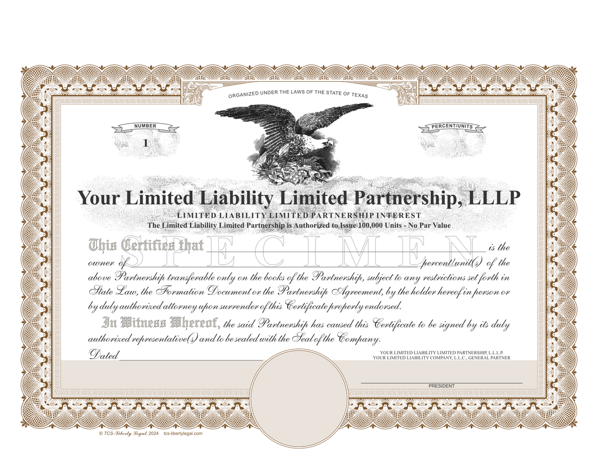Limited Liability Limited Partnership Certificates (LLLP)