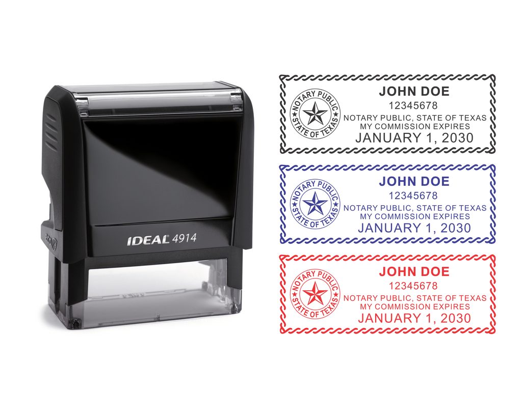 Texas Notary on Ideal 4914 Self Inking Stamp