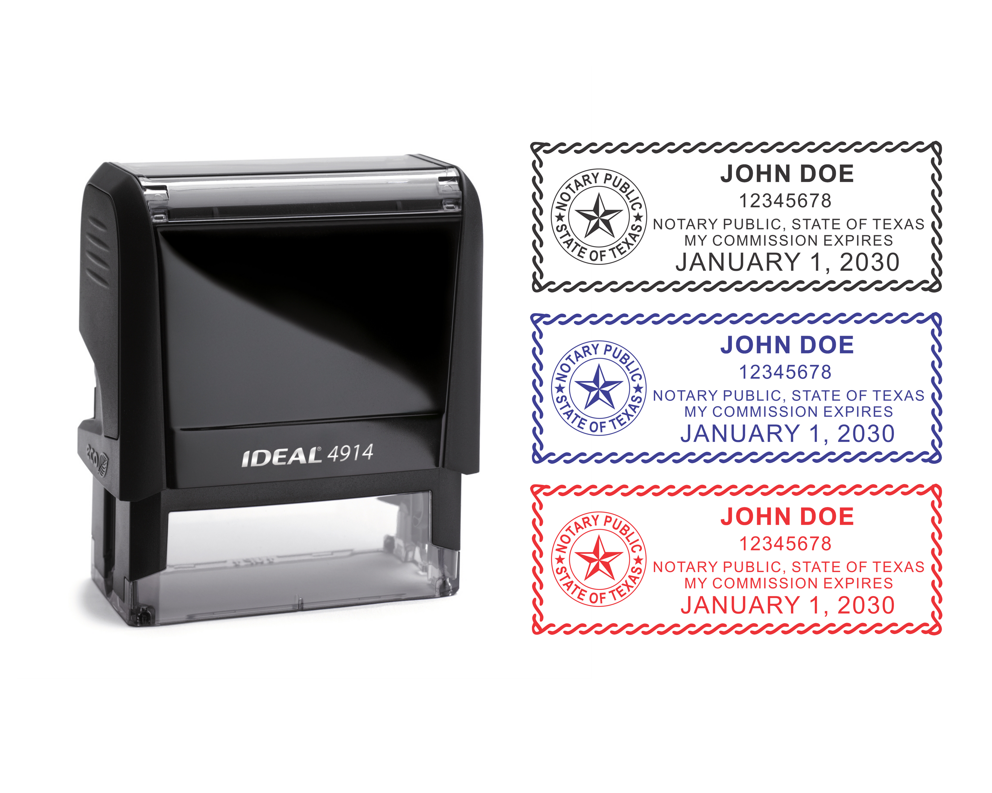 Texas Notary Self Inking Stamp on Ideal 4914