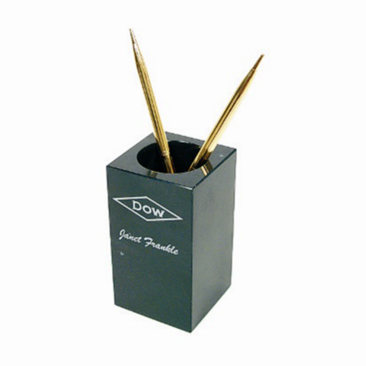 Engraved Black Marble Stationary Holder