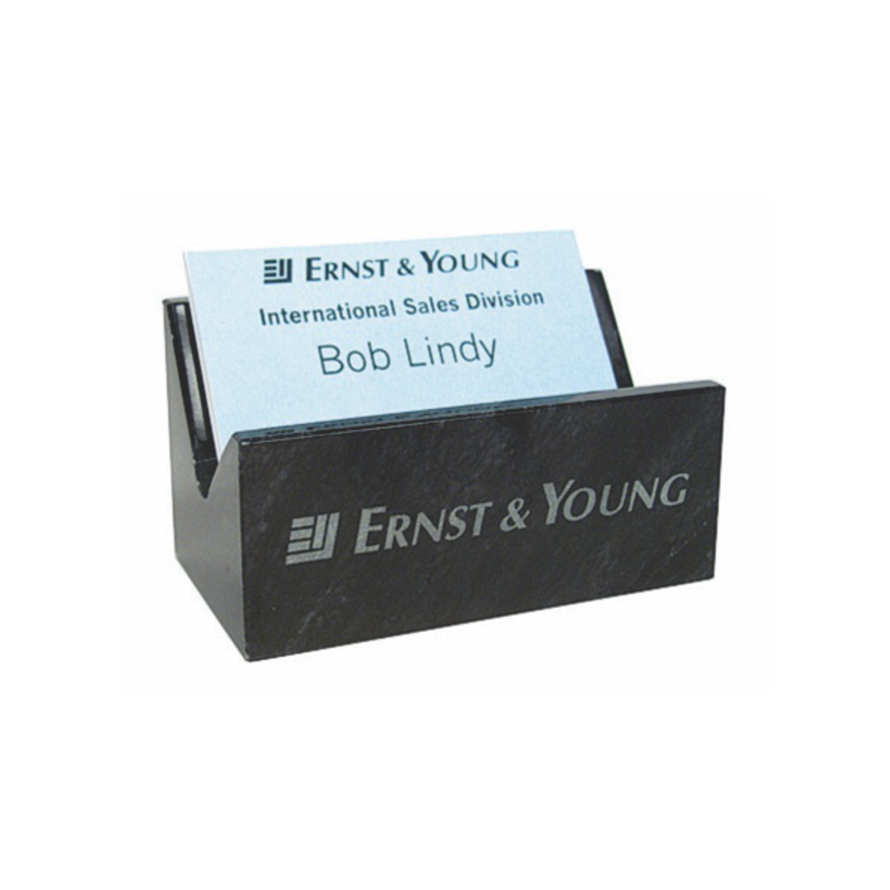 Engraved Black Marble Card Holder