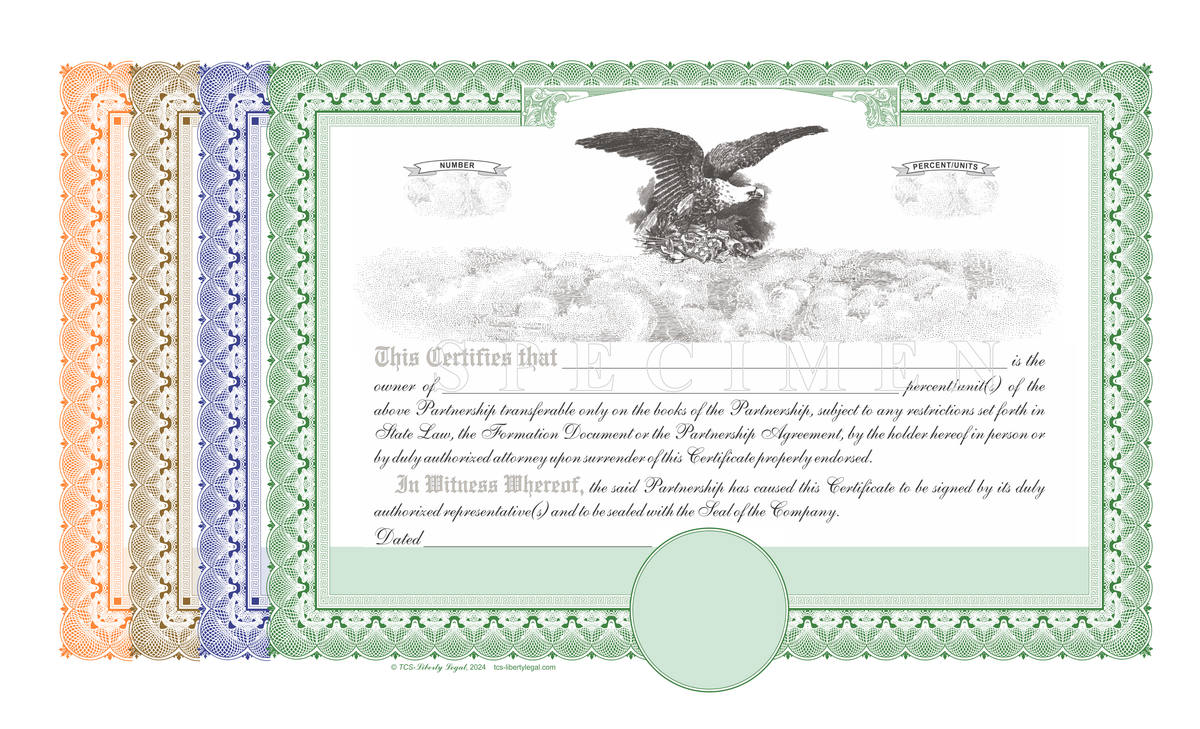 20 Blank Pre-Printed Standard Legend Certificates