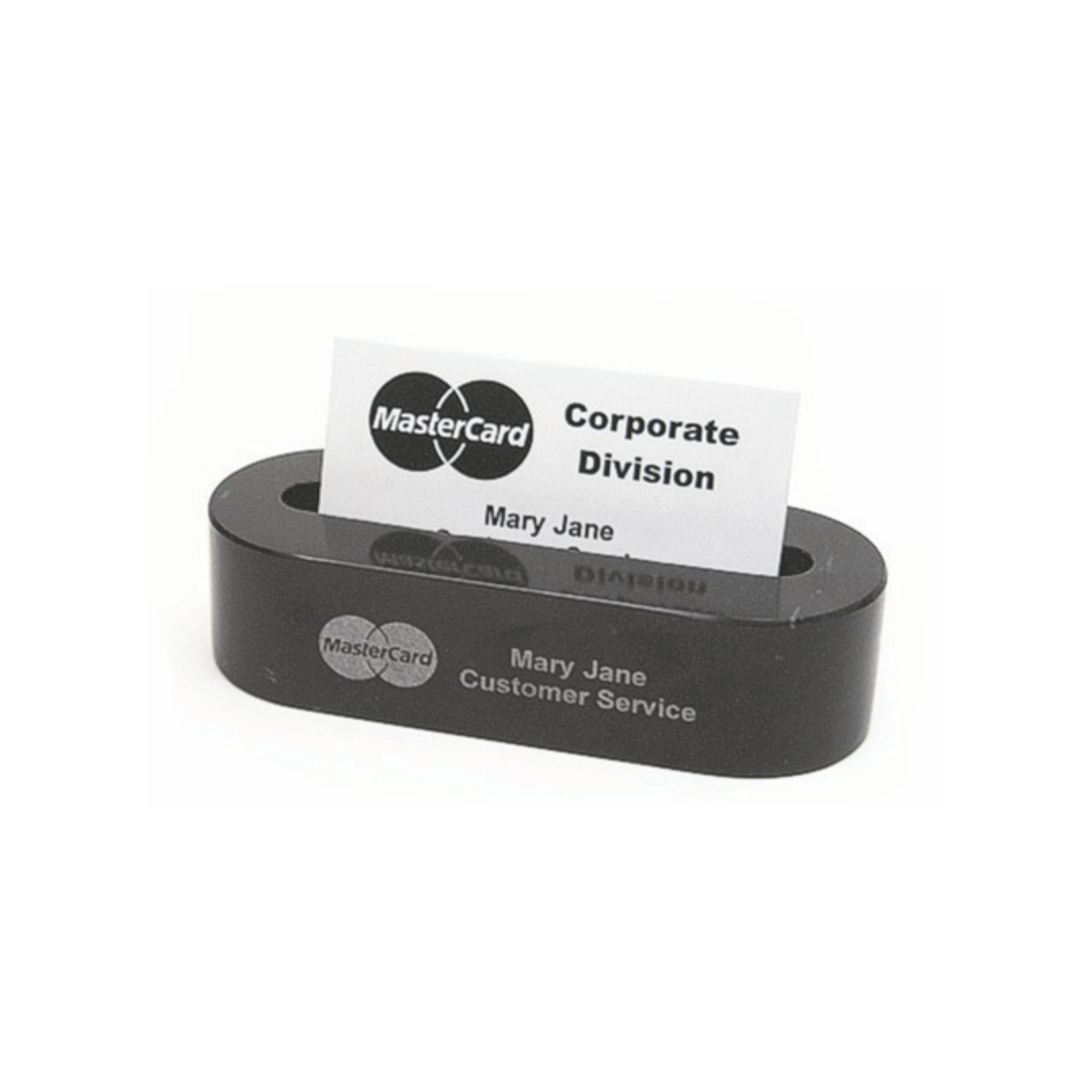 Engraved Black Marble Oval Card Holder